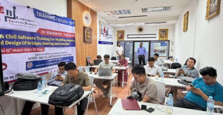 Engineers in GIS civil software training for bridge modelling and design in Bangkok