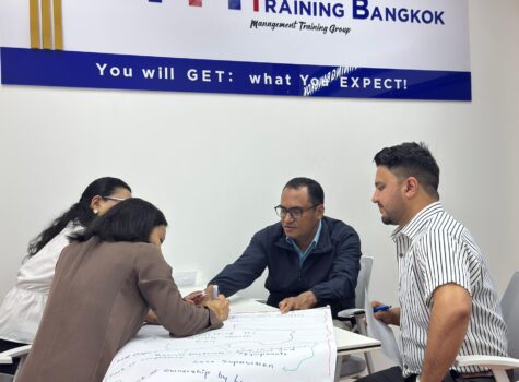 Delegates in a group activity during management training in Bangkok