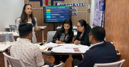 Team working together during corporate training in Bangkok