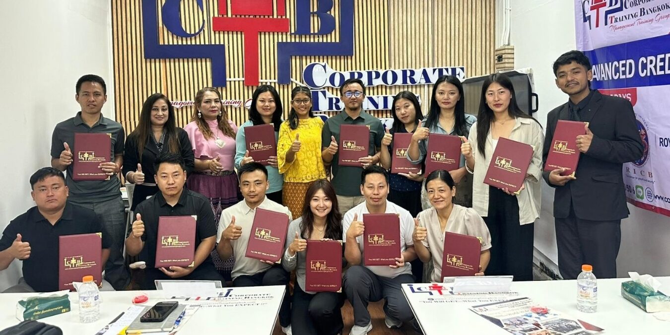 RICBL Bhutan officials and delegates with certificates at CTB Thailand Advanced Credit Risk Management training in Bangkok